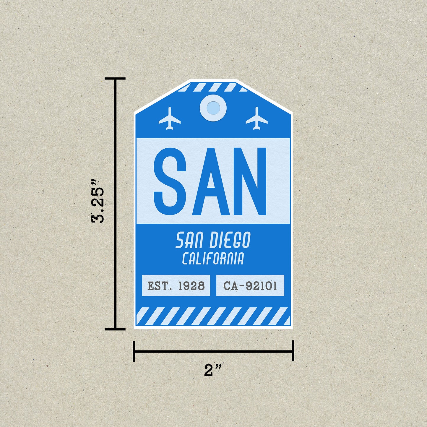 SAN Vintage Luggage Tag Sticker