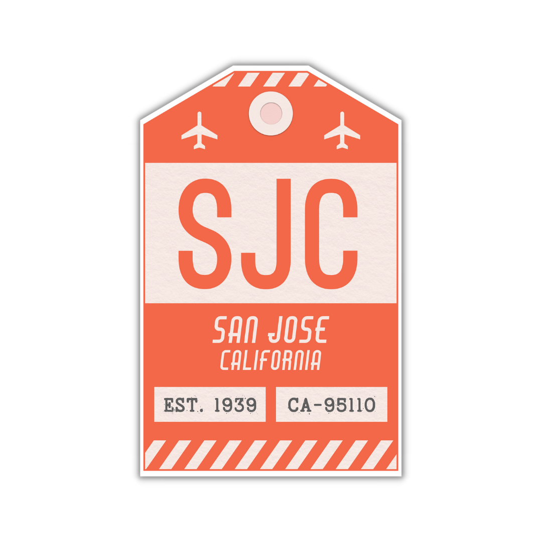 SJC Vintage Luggage Tag Sticker