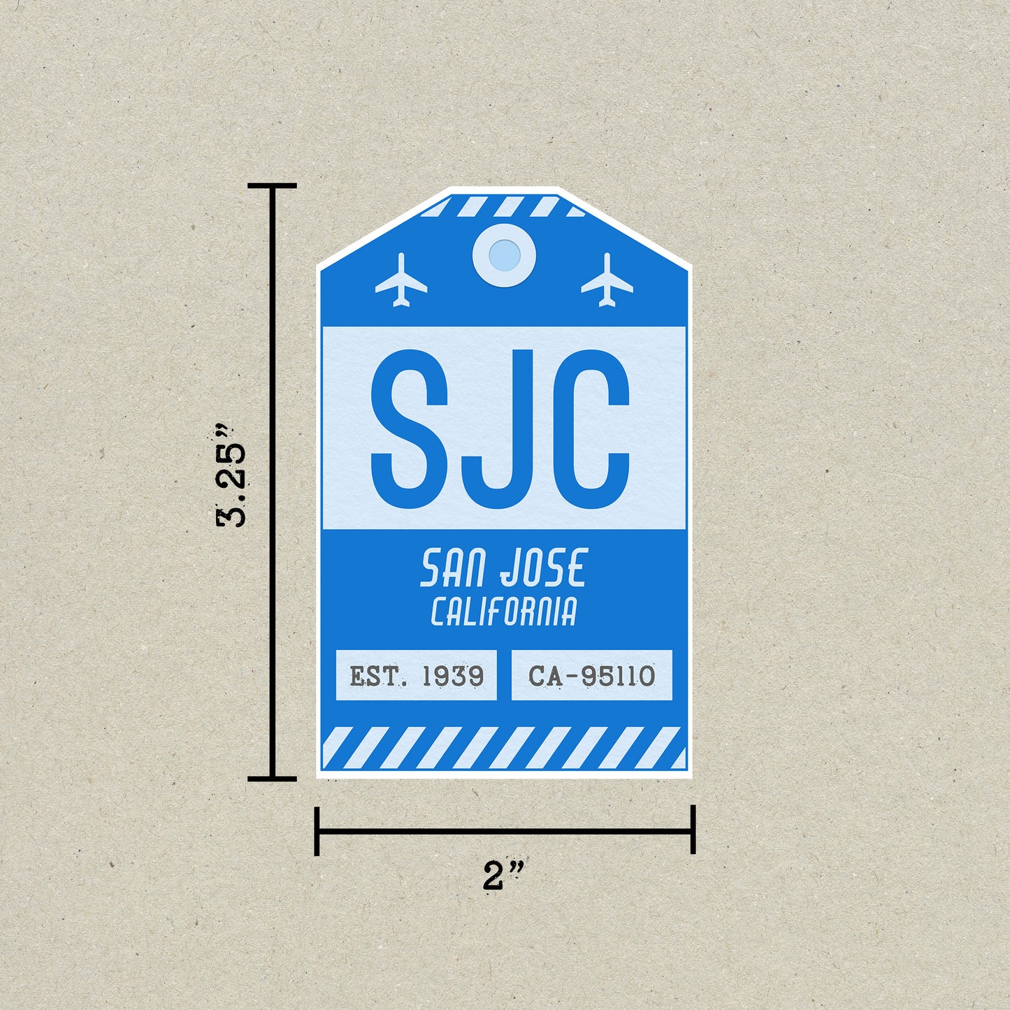 SJC Vintage Luggage Tag Sticker
