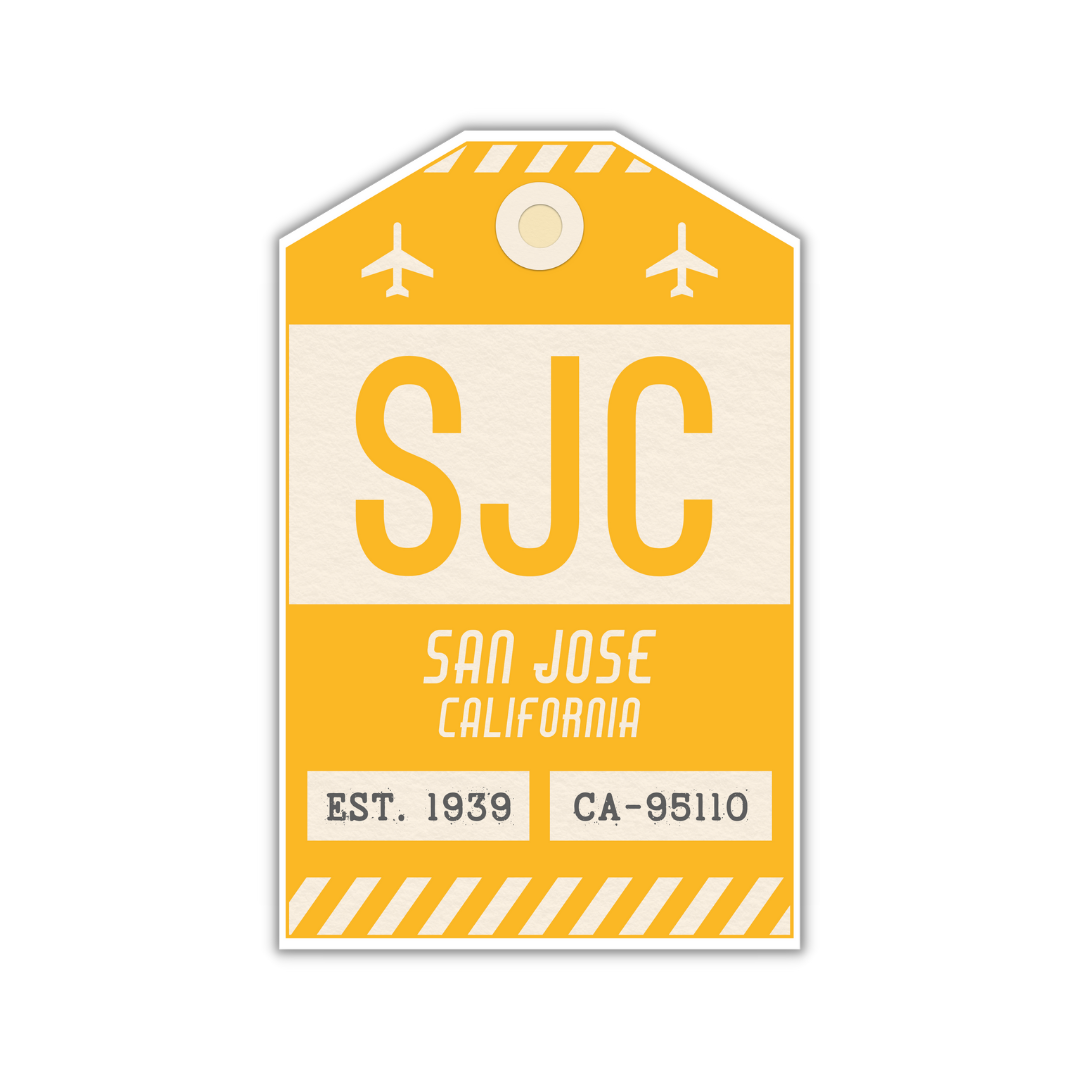 SJC Vintage Luggage Tag Sticker