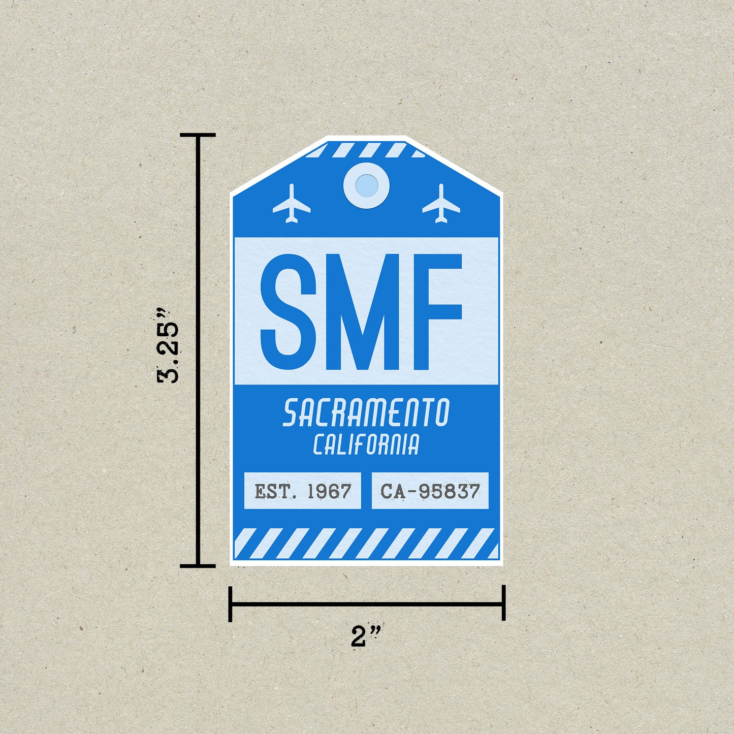 SMF Vintage Luggage Tag Sticker