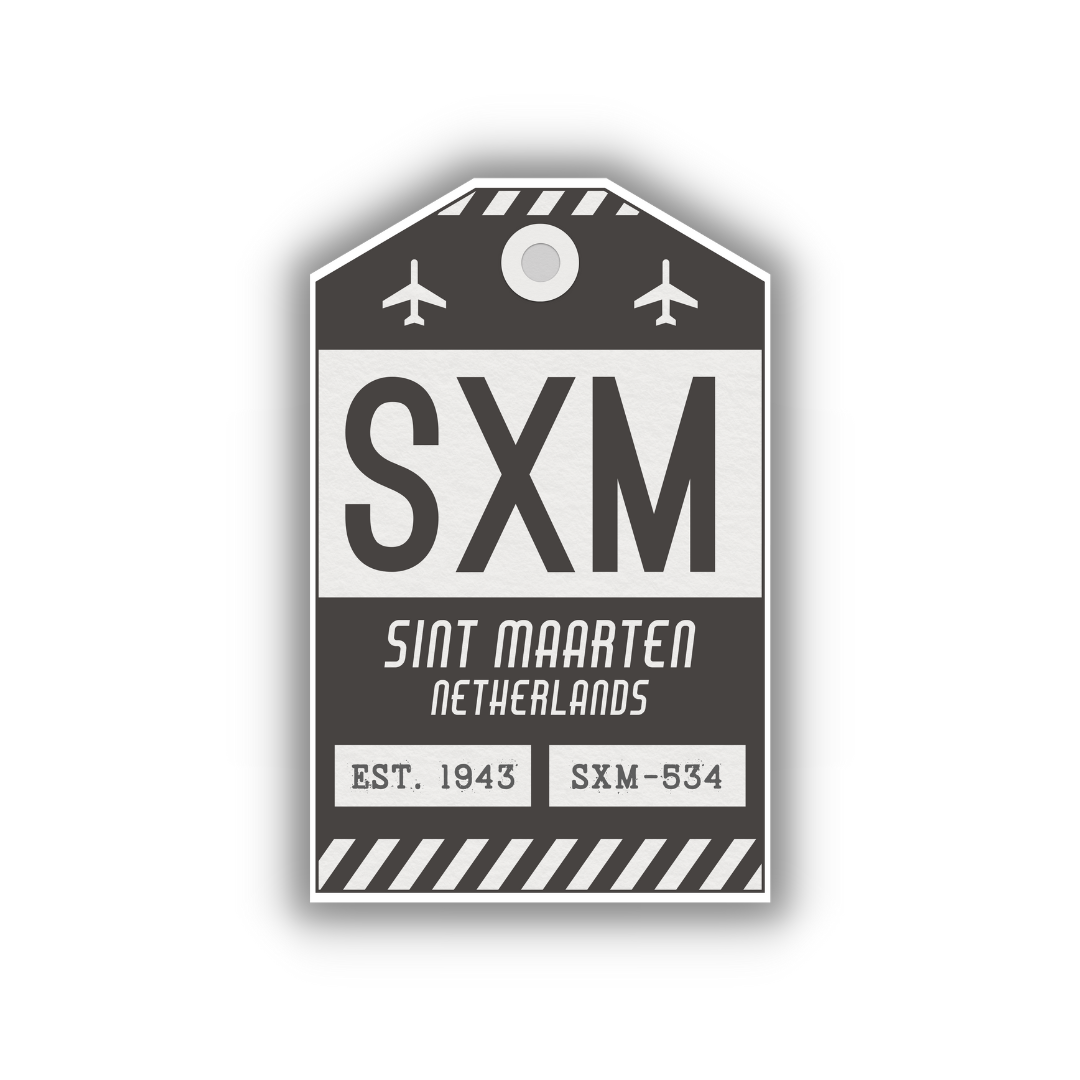 SXM Vintage Luggage Tag Sticker