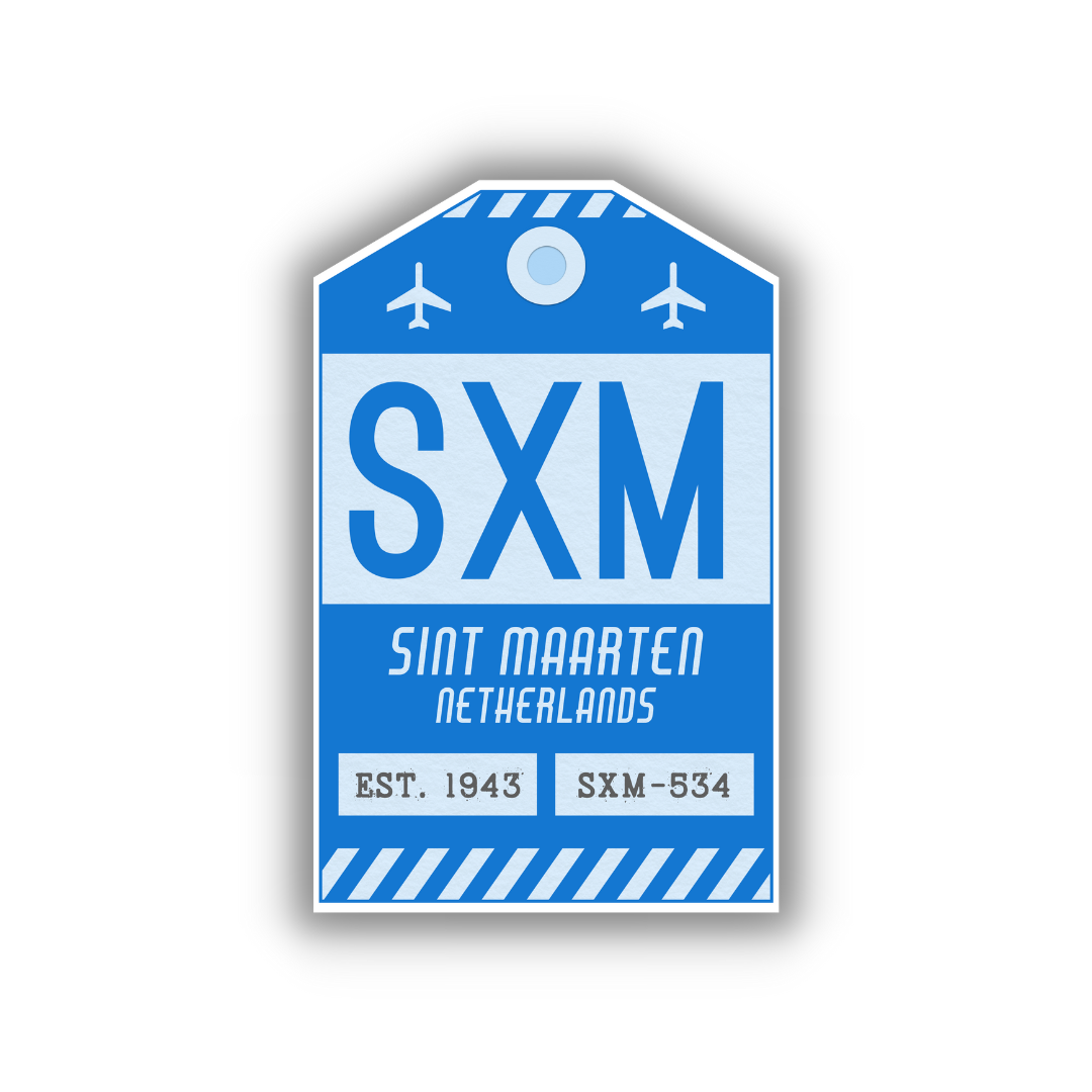 SXM Vintage Luggage Tag Sticker