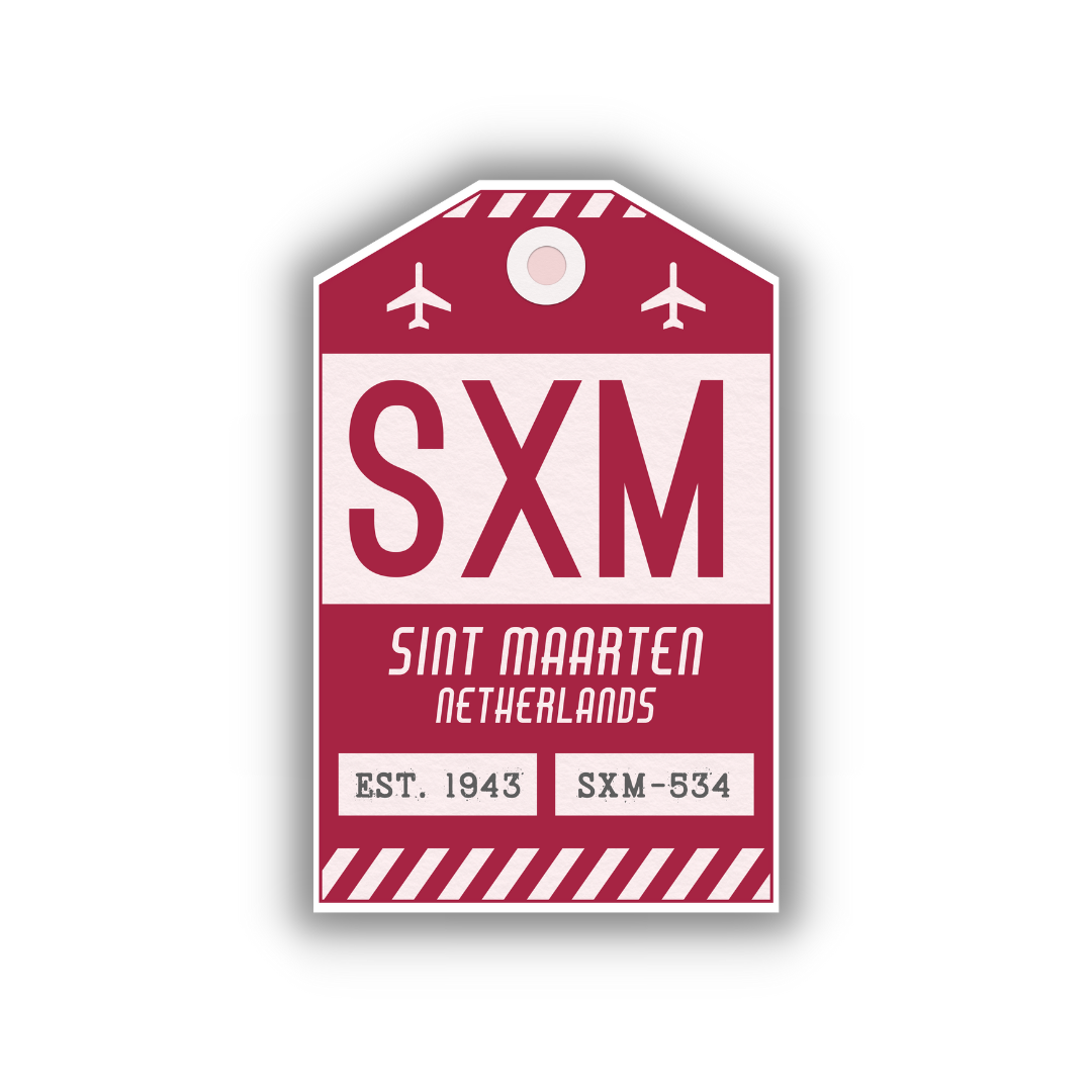 SXM Vintage Luggage Tag Sticker