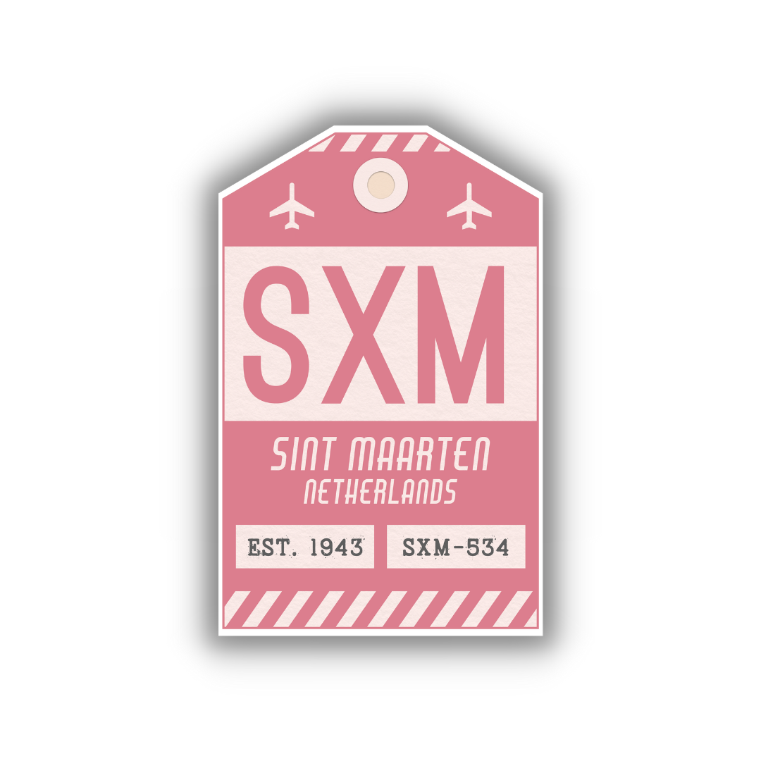 SXM Vintage Luggage Tag Sticker