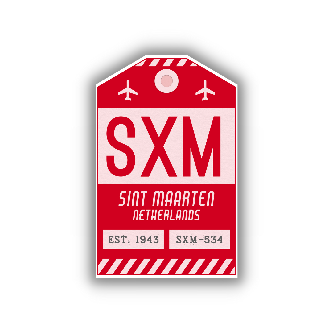 SXM Vintage Luggage Tag Sticker