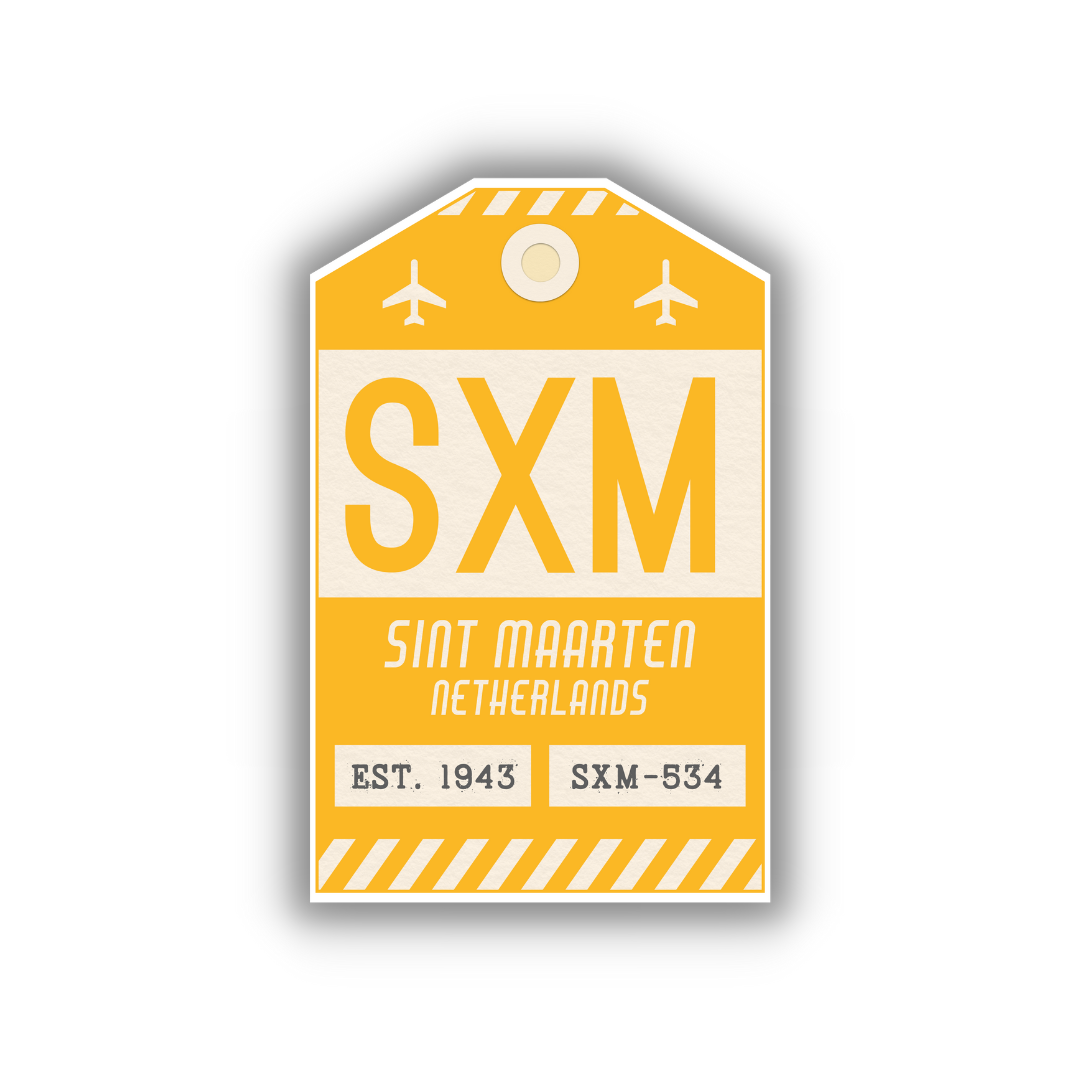 SXM Vintage Luggage Tag Sticker