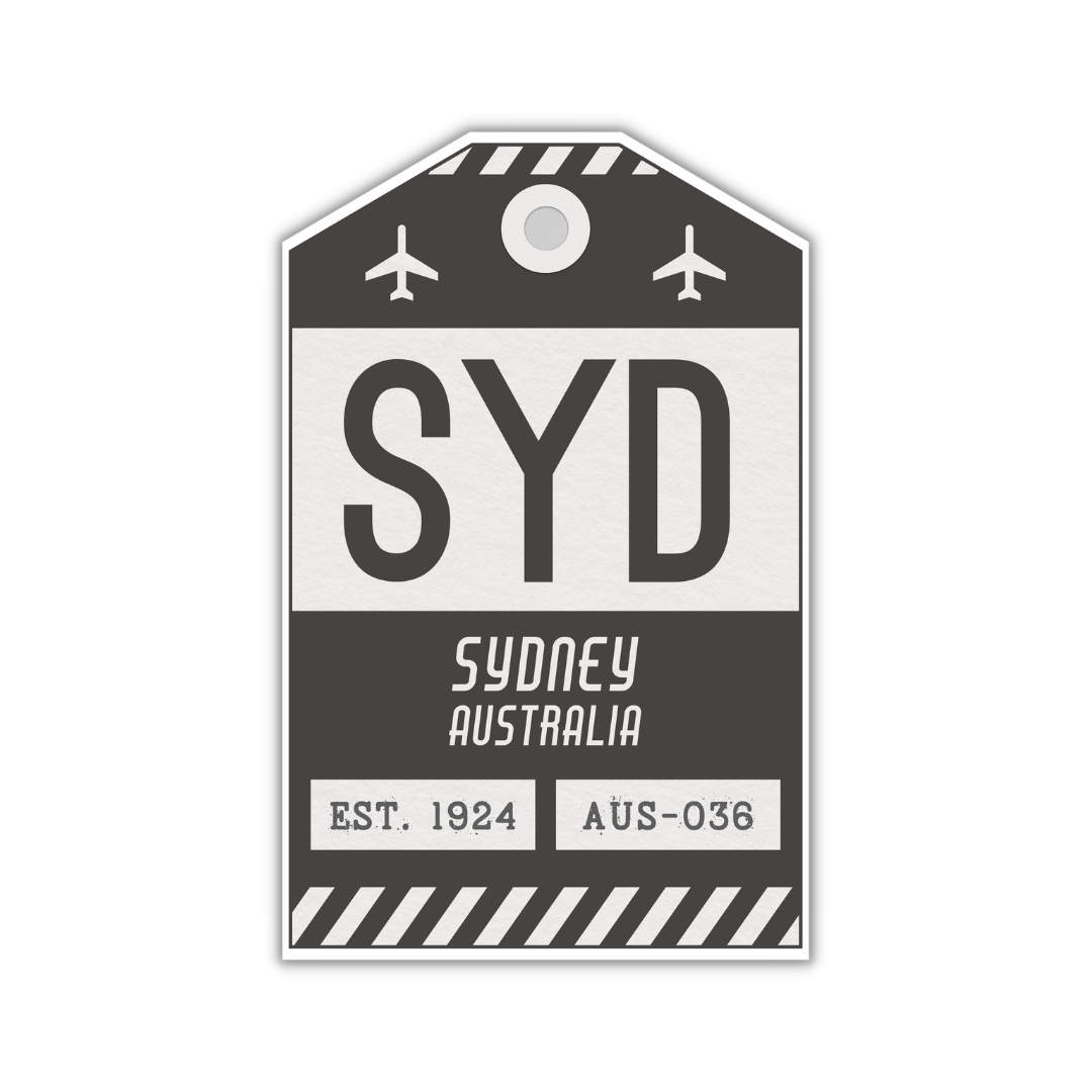 SYD Vintage Luggage Tag Sticker