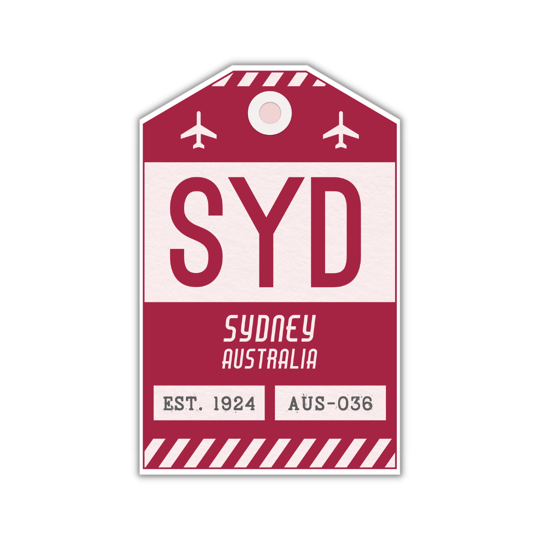 SYD Vintage Luggage Tag Sticker