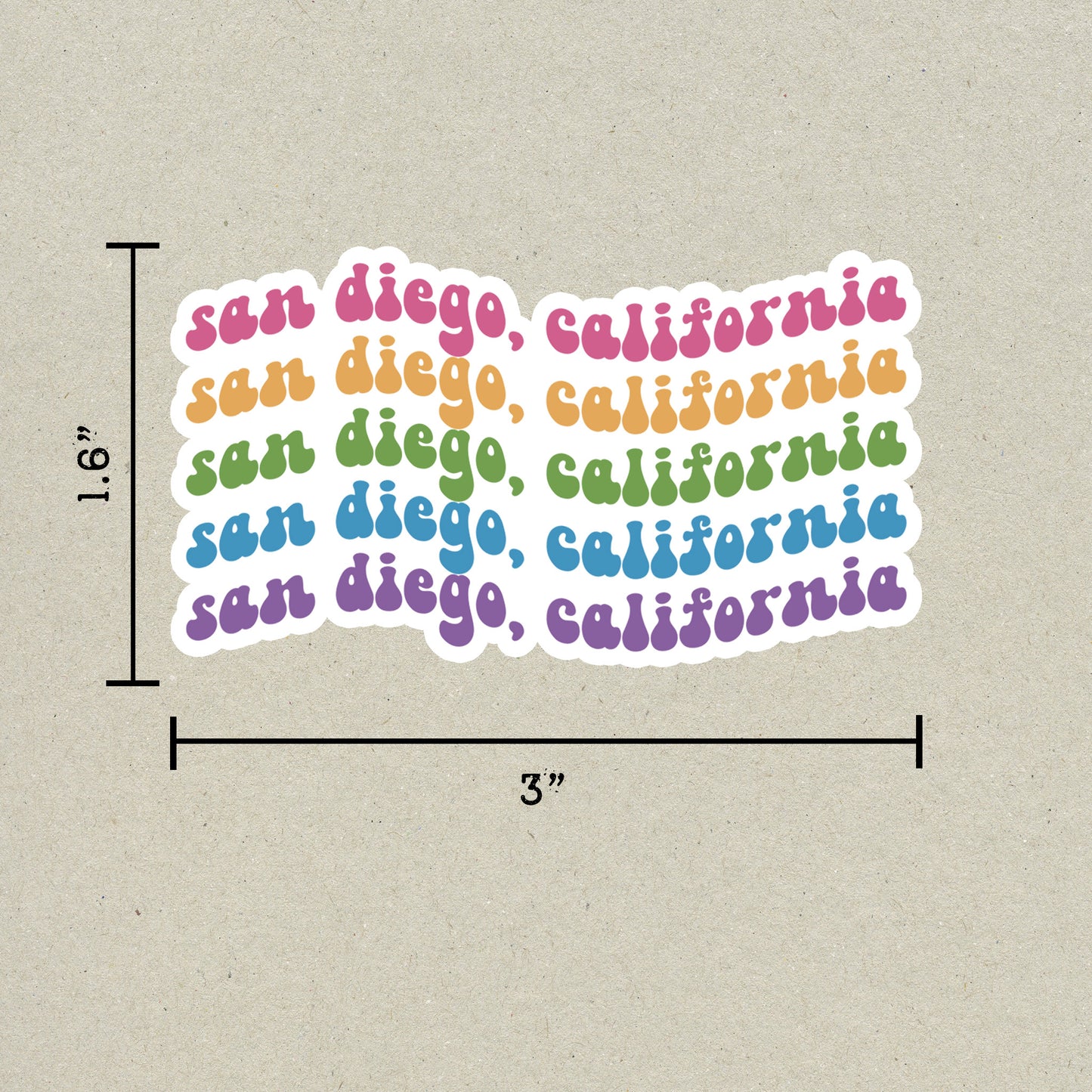 San Diego, California Island Retro Sticker
