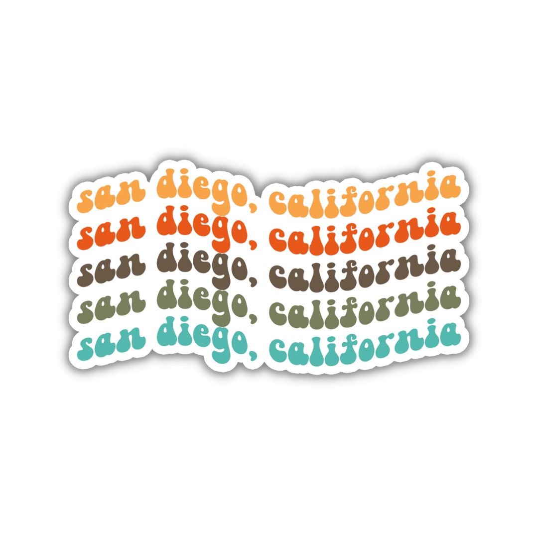 San Diego, California Island Retro Sticker
