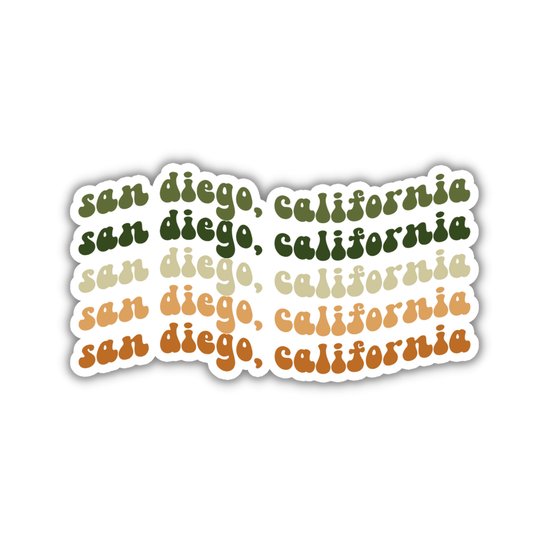 San Diego, California Island Retro Sticker