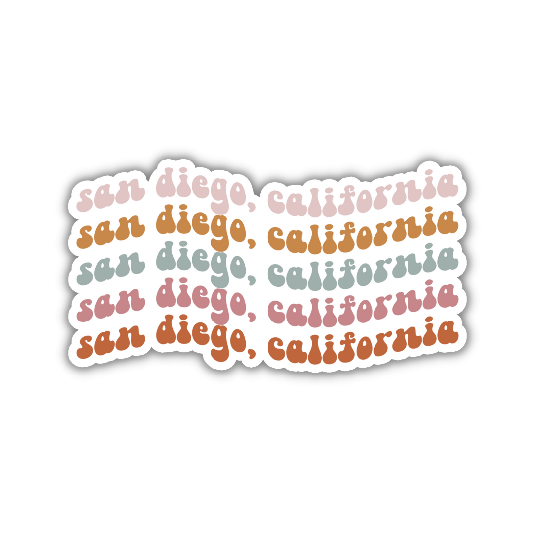 San Diego, California Island Retro Sticker
