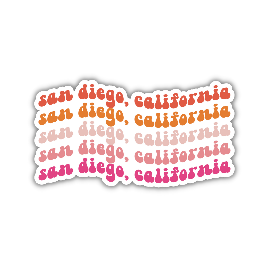 San Diego, California Island Retro Sticker