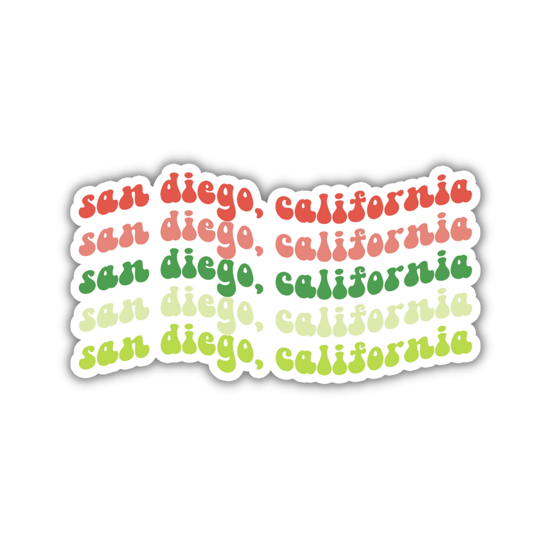 San Diego, California Island Retro Sticker
