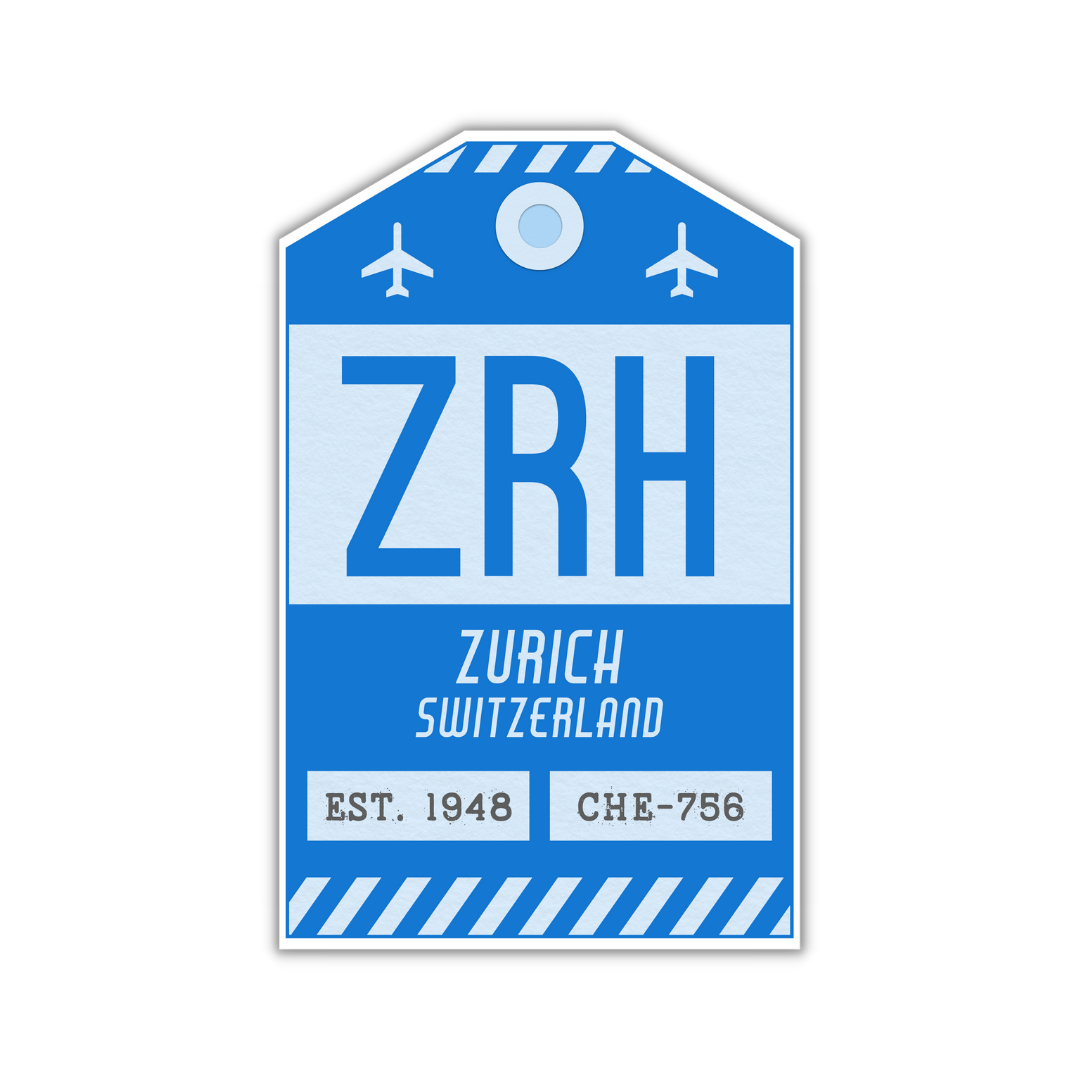 ZRH Vintage Luggage Tag Sticker