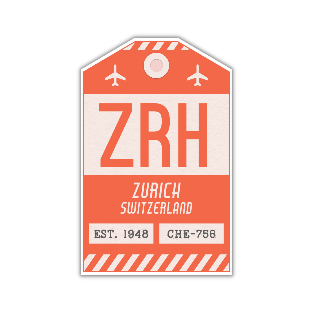 ZRH Vintage Luggage Tag Sticker