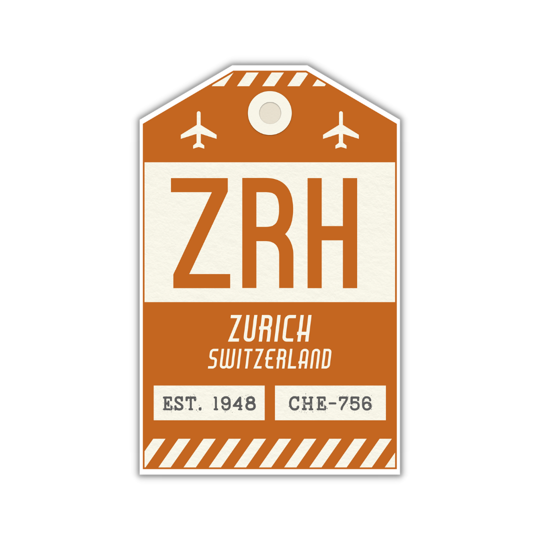 ZRH Vintage Luggage Tag Sticker