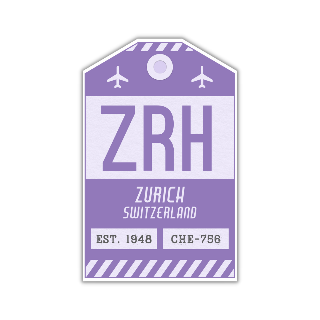 ZRH Vintage Luggage Tag Sticker