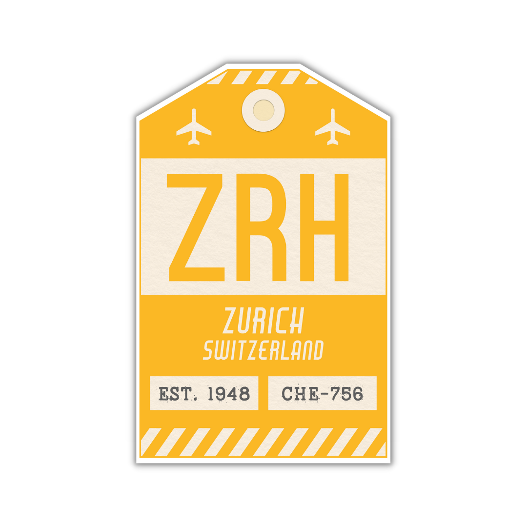 ZRH Vintage Luggage Tag Sticker