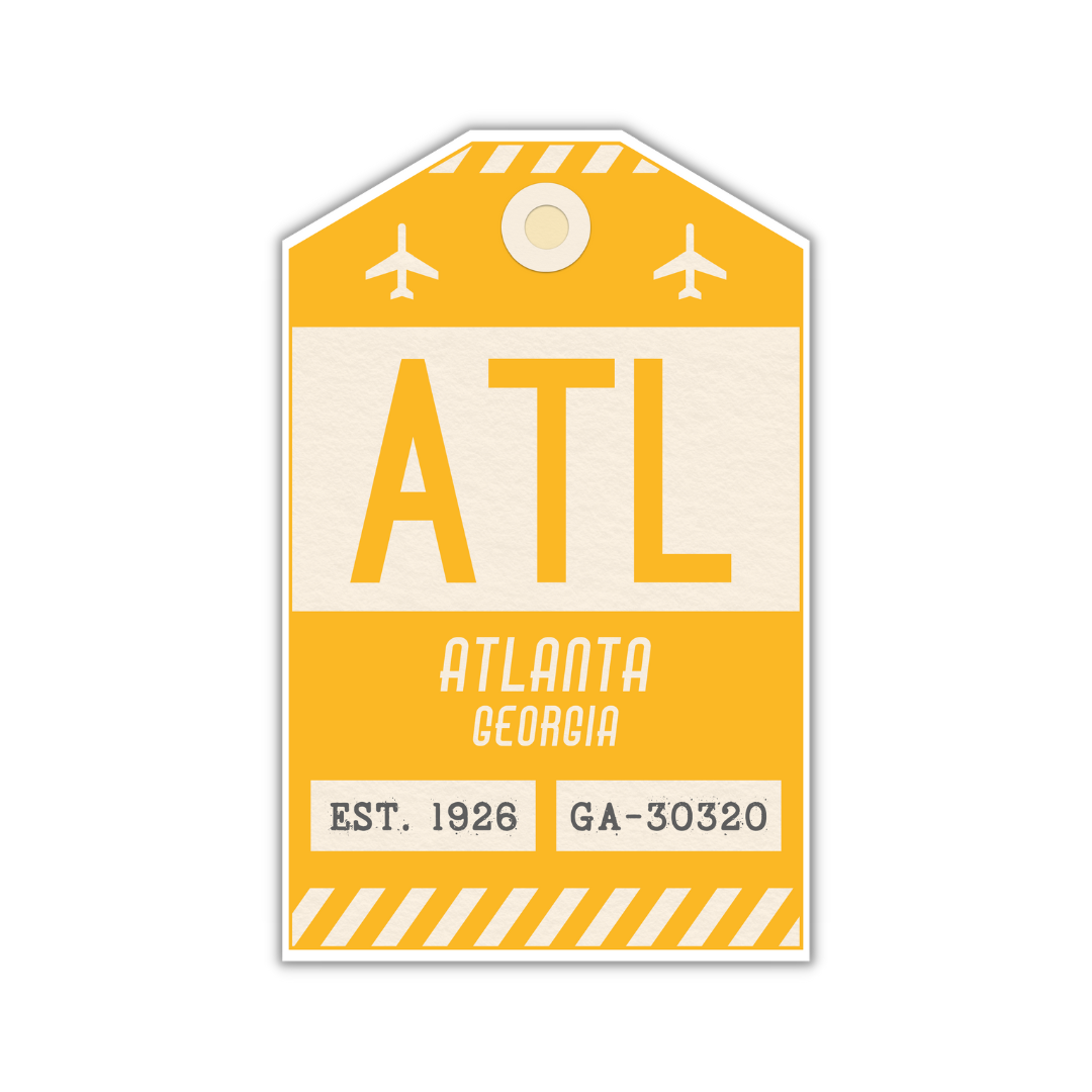 ATL Vintage Luggage Tag Sticker