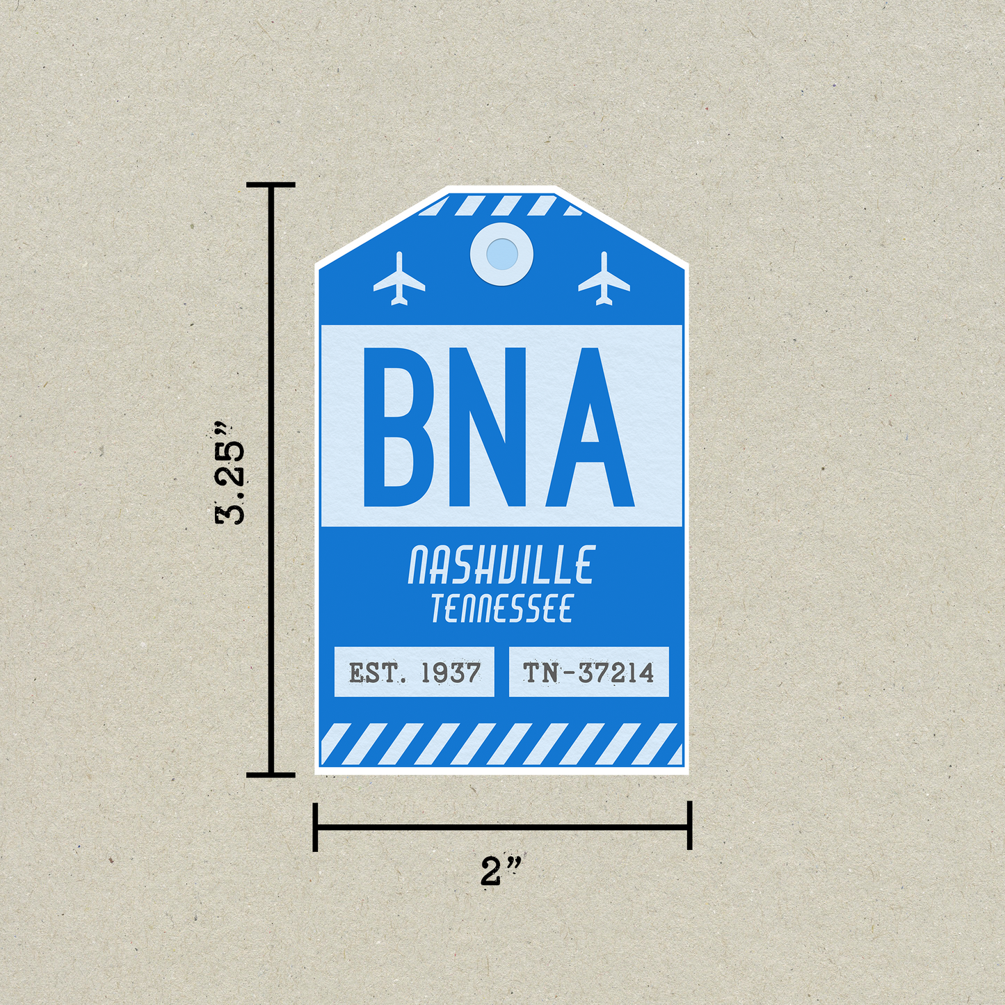 BNA Vintage Luggage Tag Sticker