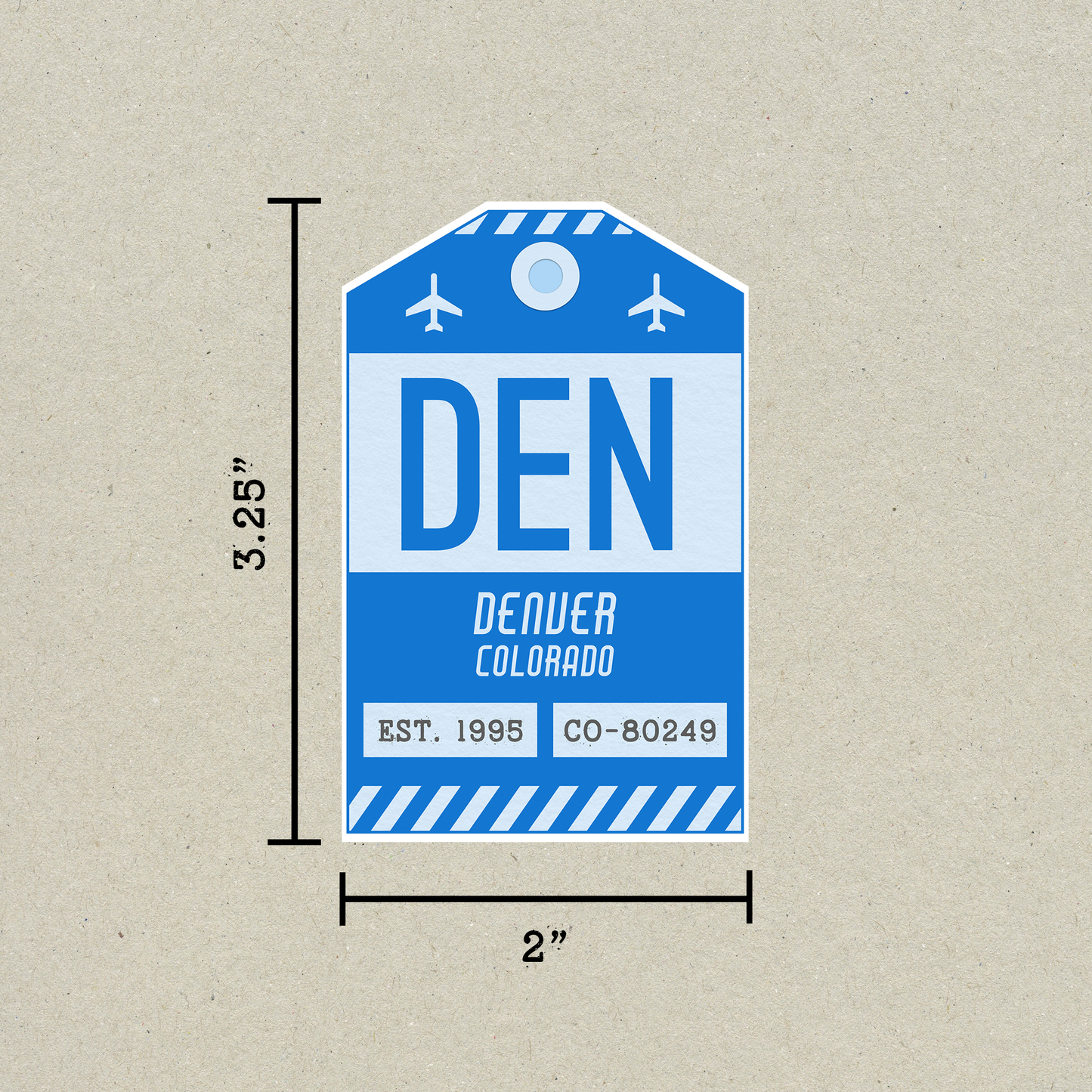 DEN Vintage Luggage Tag Sticker