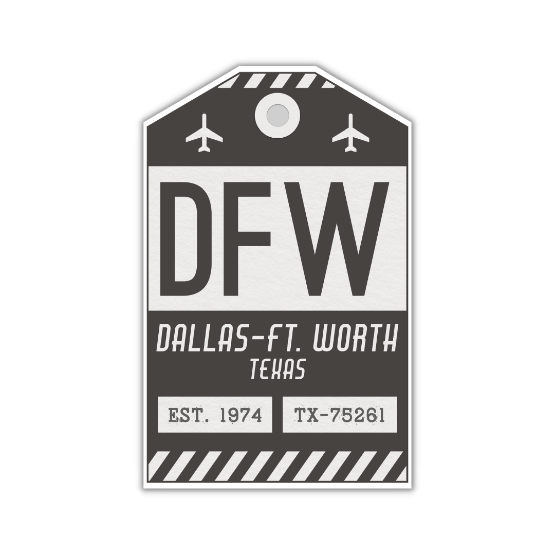 DFW Vintage Lugguage Tag Sticker