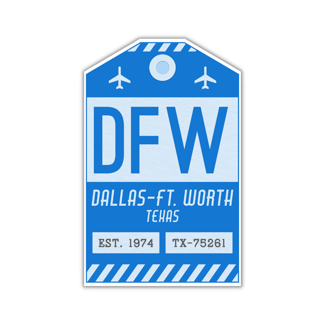 DFW Vintage Lugguage Tag Sticker