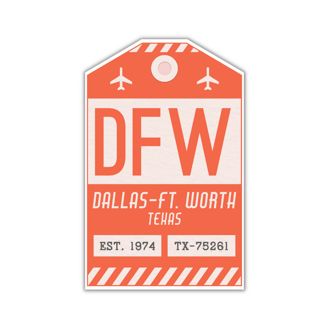 DFW Vintage Lugguage Tag Sticker
