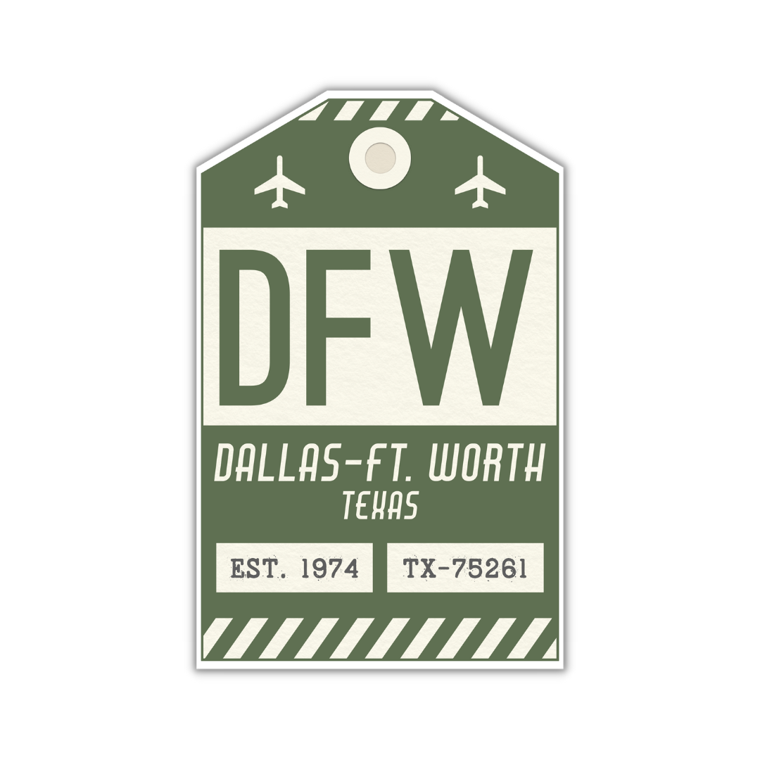 DFW Vintage Lugguage Tag Sticker