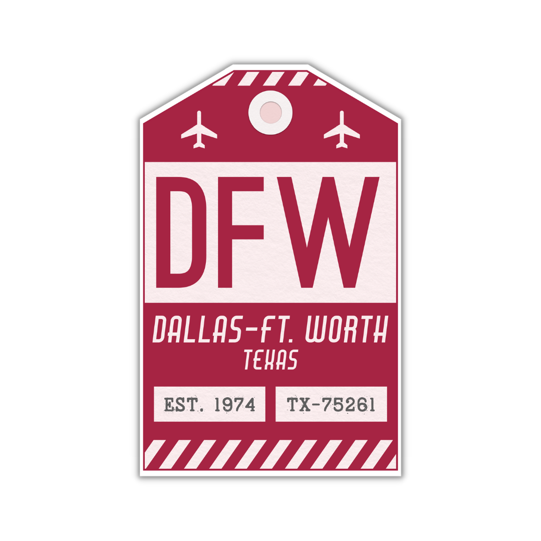 DFW Vintage Lugguage Tag Sticker