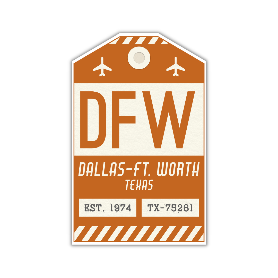 DFW Vintage Lugguage Tag Sticker