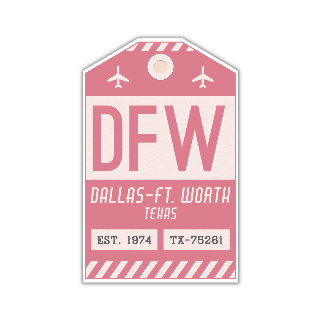 DFW Vintage Lugguage Tag Sticker
