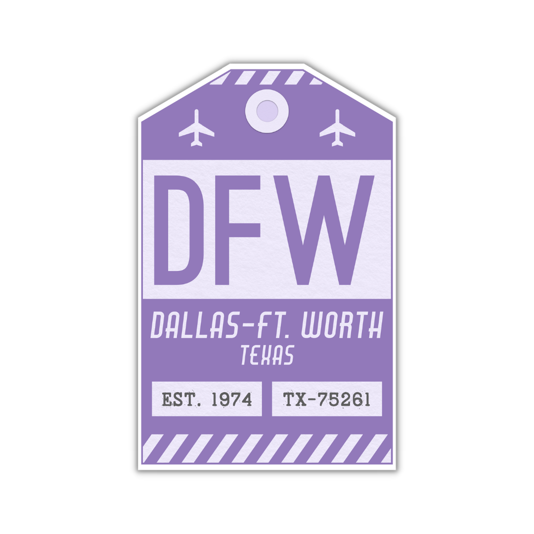 DFW Vintage Lugguage Tag Sticker