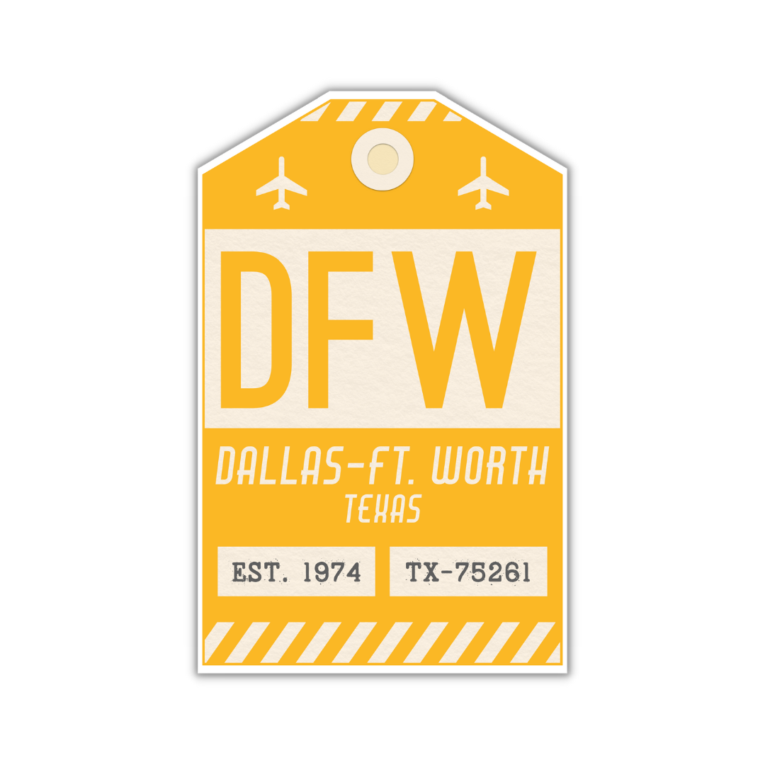 DFW Vintage Lugguage Tag Sticker