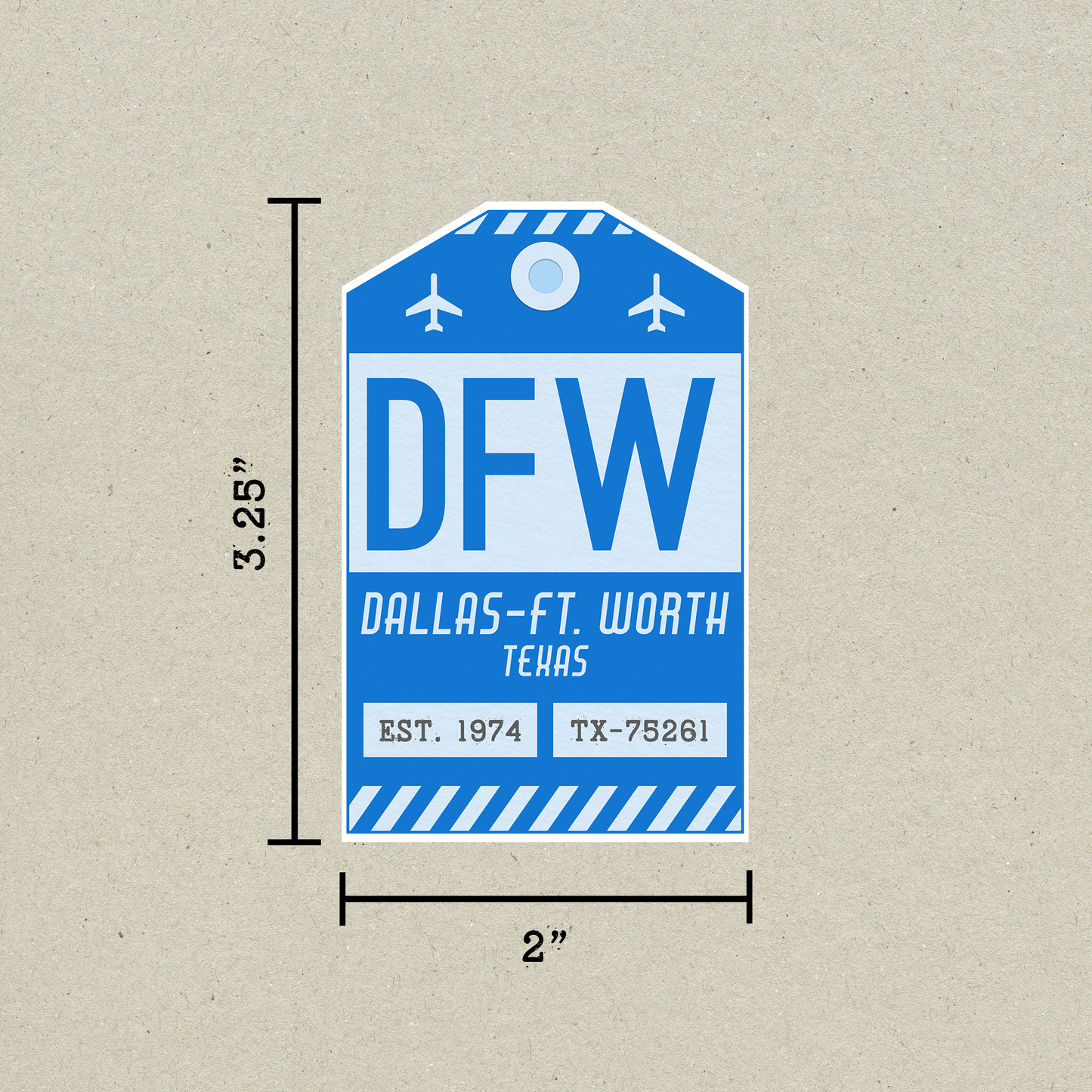 DFW Vintage Lugguage Tag Sticker