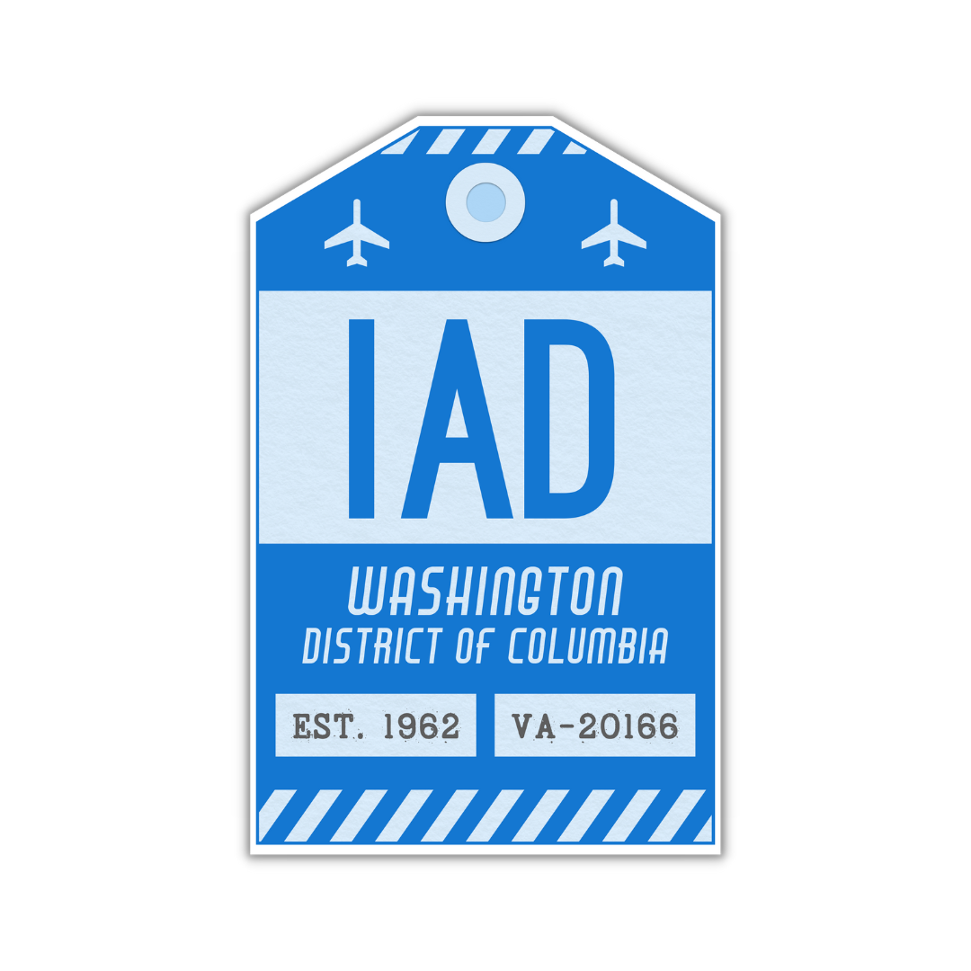 IAD Vintage Luggage Tag Sticker