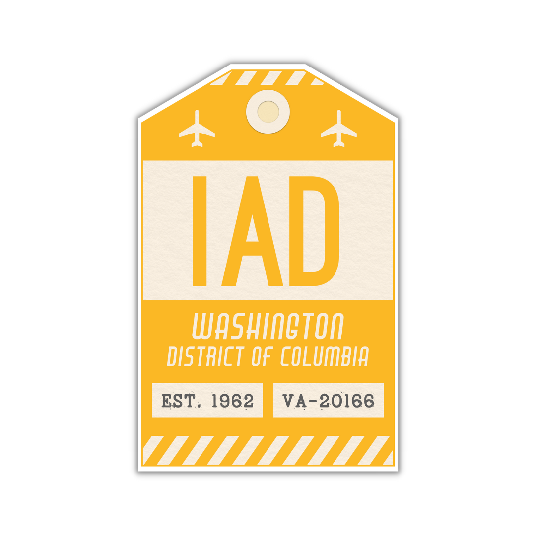 IAD Vintage Luggage Tag Sticker