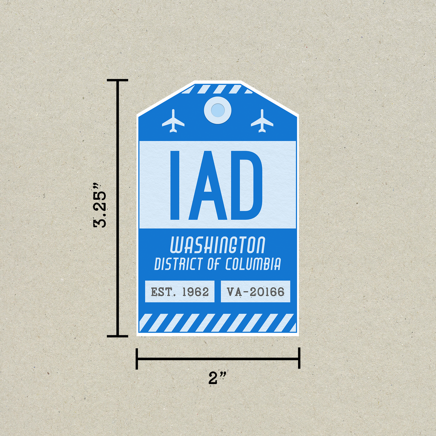 IAD Vintage Luggage Tag Sticker