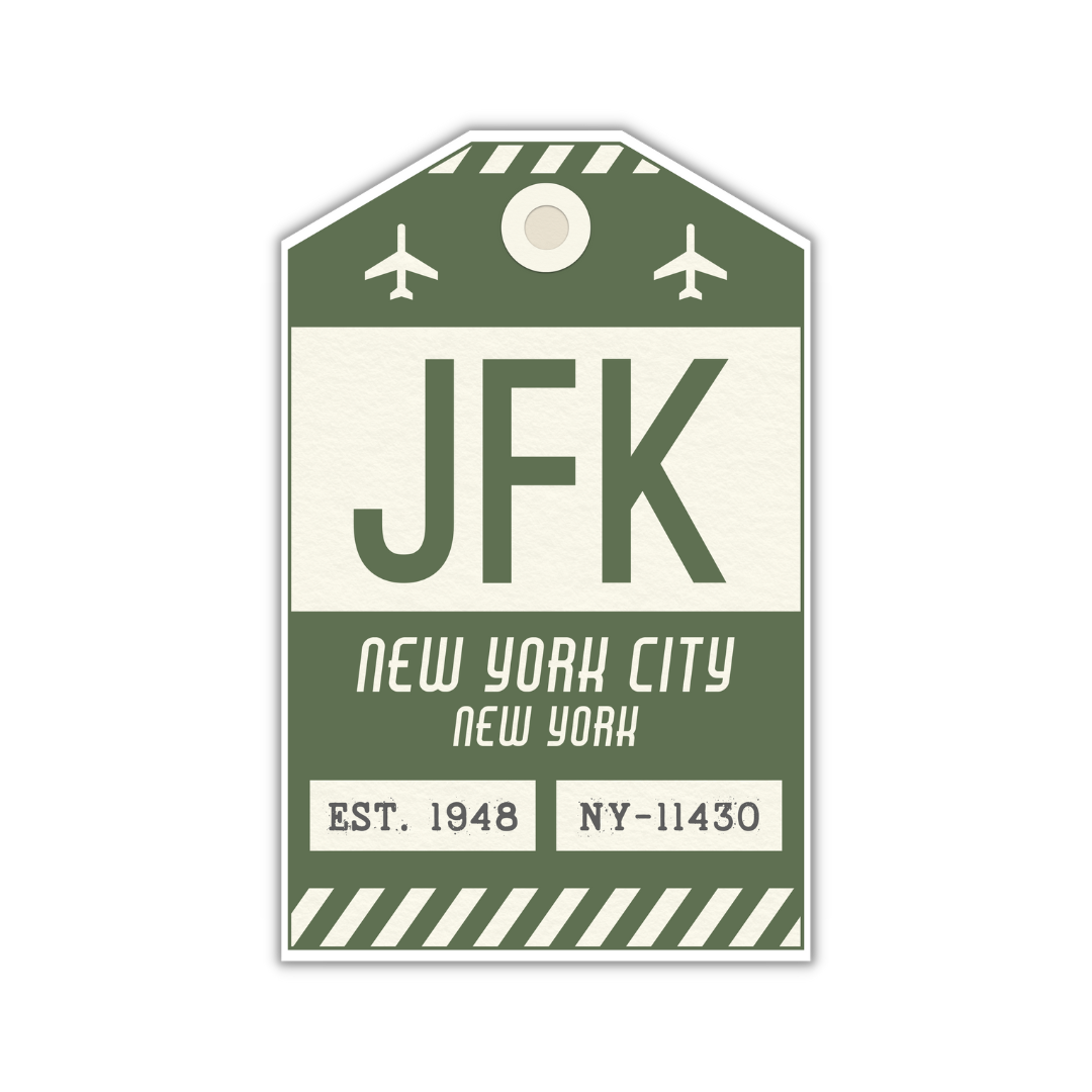 JFK Vintage Luggage Tag Sticker