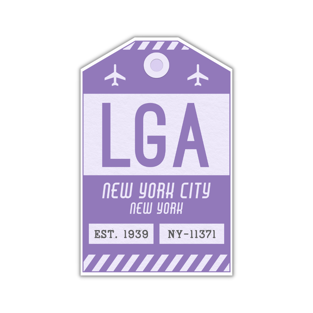 LGA Vintage Luggage Tag Sticker
