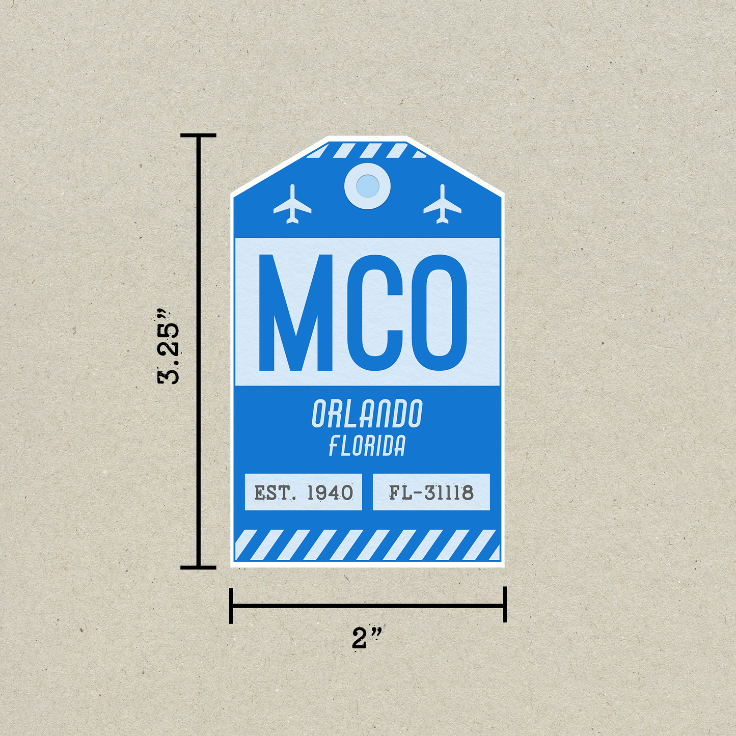 MCO Vintage Luggage Tag Sticker