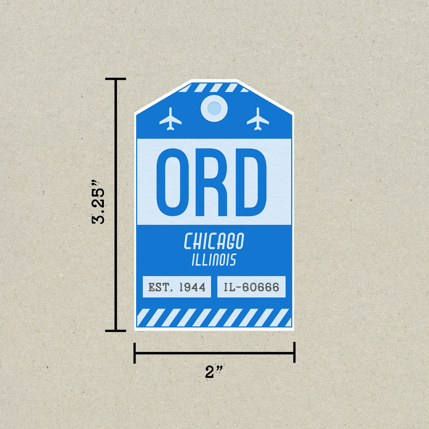 ORD Vintage Luggage Tag Sticker