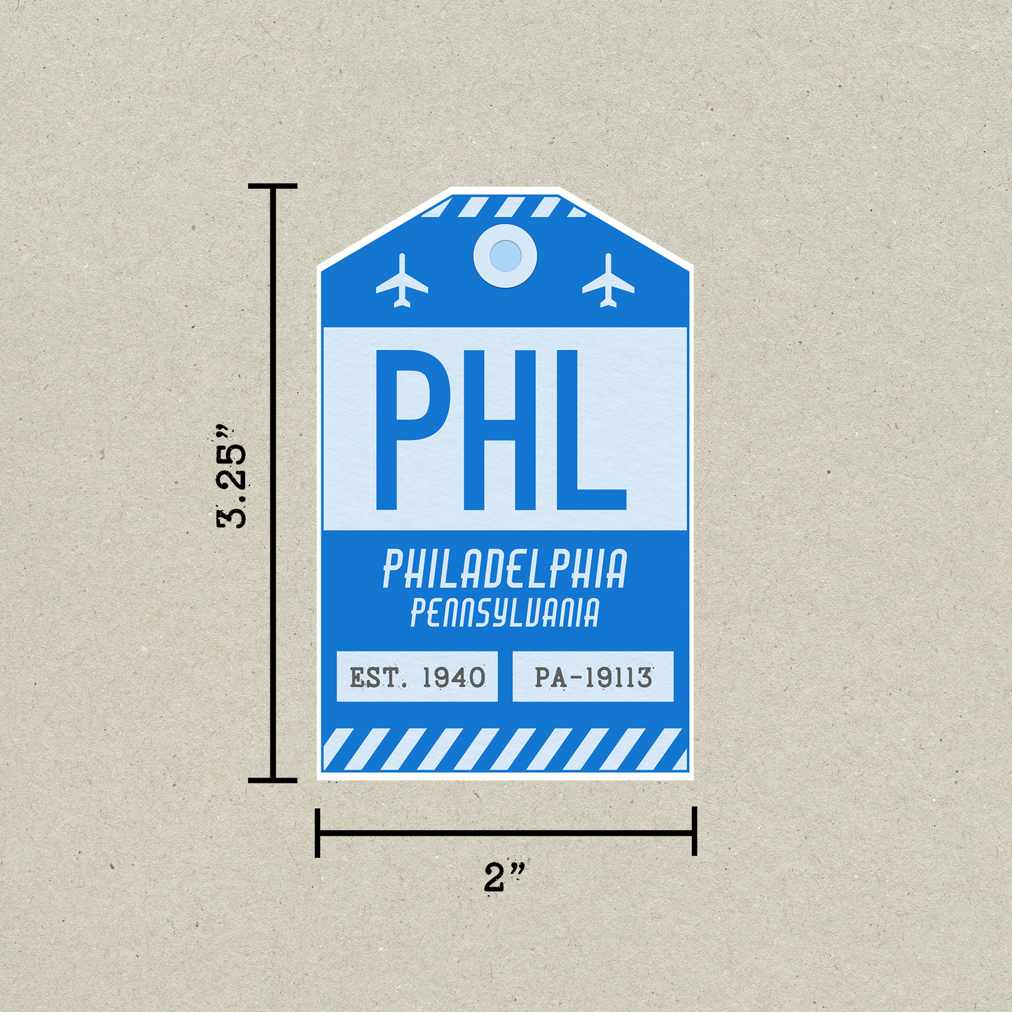 PHL Vintage Luggage Tag Sticker