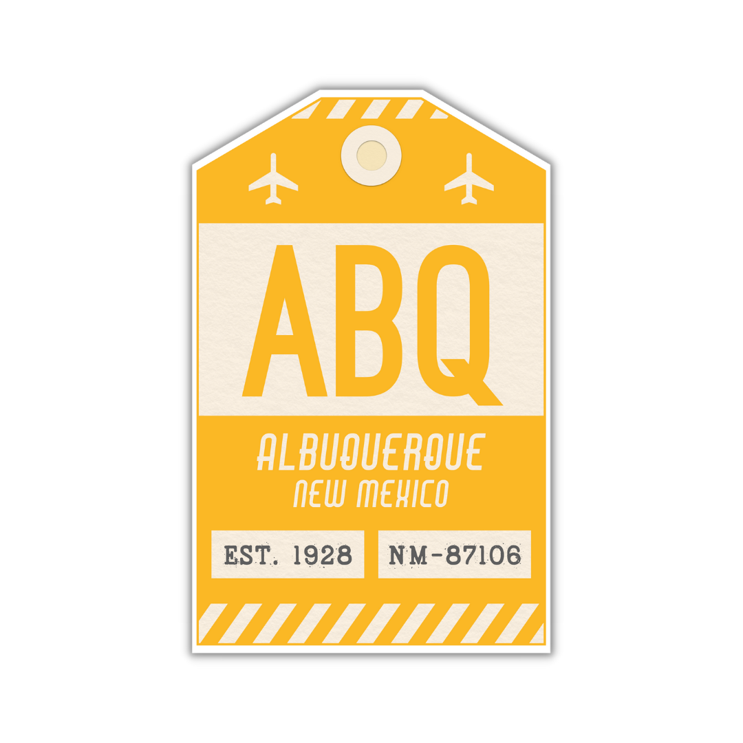 ABQ Vintage Luggage Tag Sticker