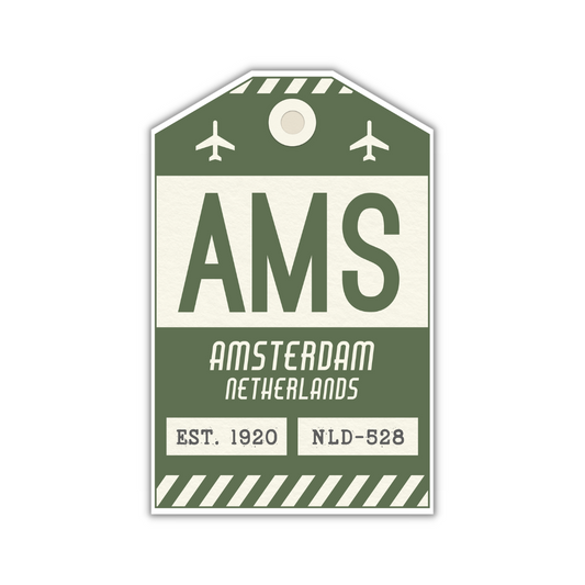 AMS Vintage Luggage Tag Sticker