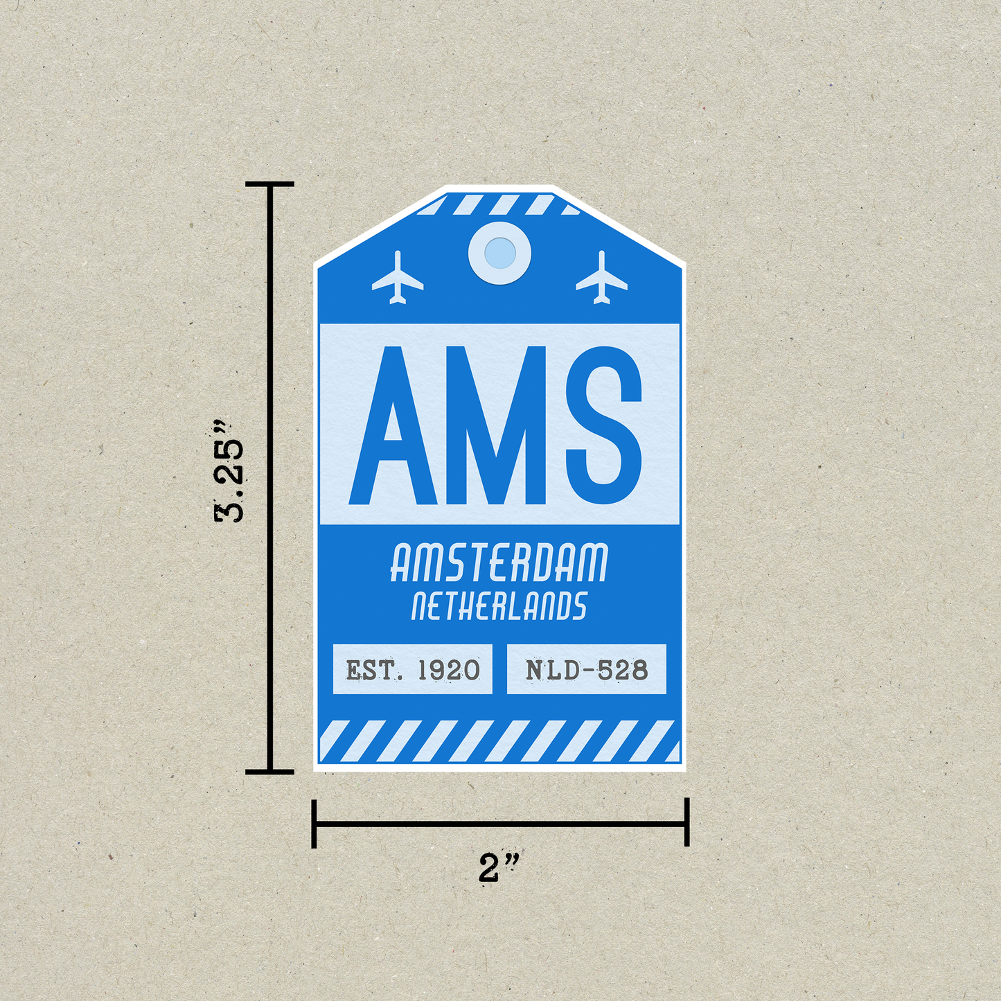 AMS Vintage Luggage Tag Sticker