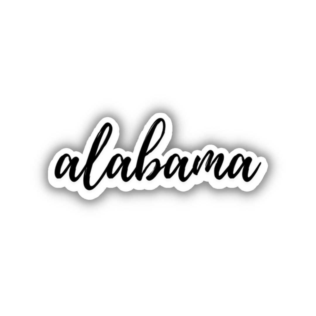Alabama Cursive Travel Sticker, Vintage Script, Trendy Luggage Decal ...