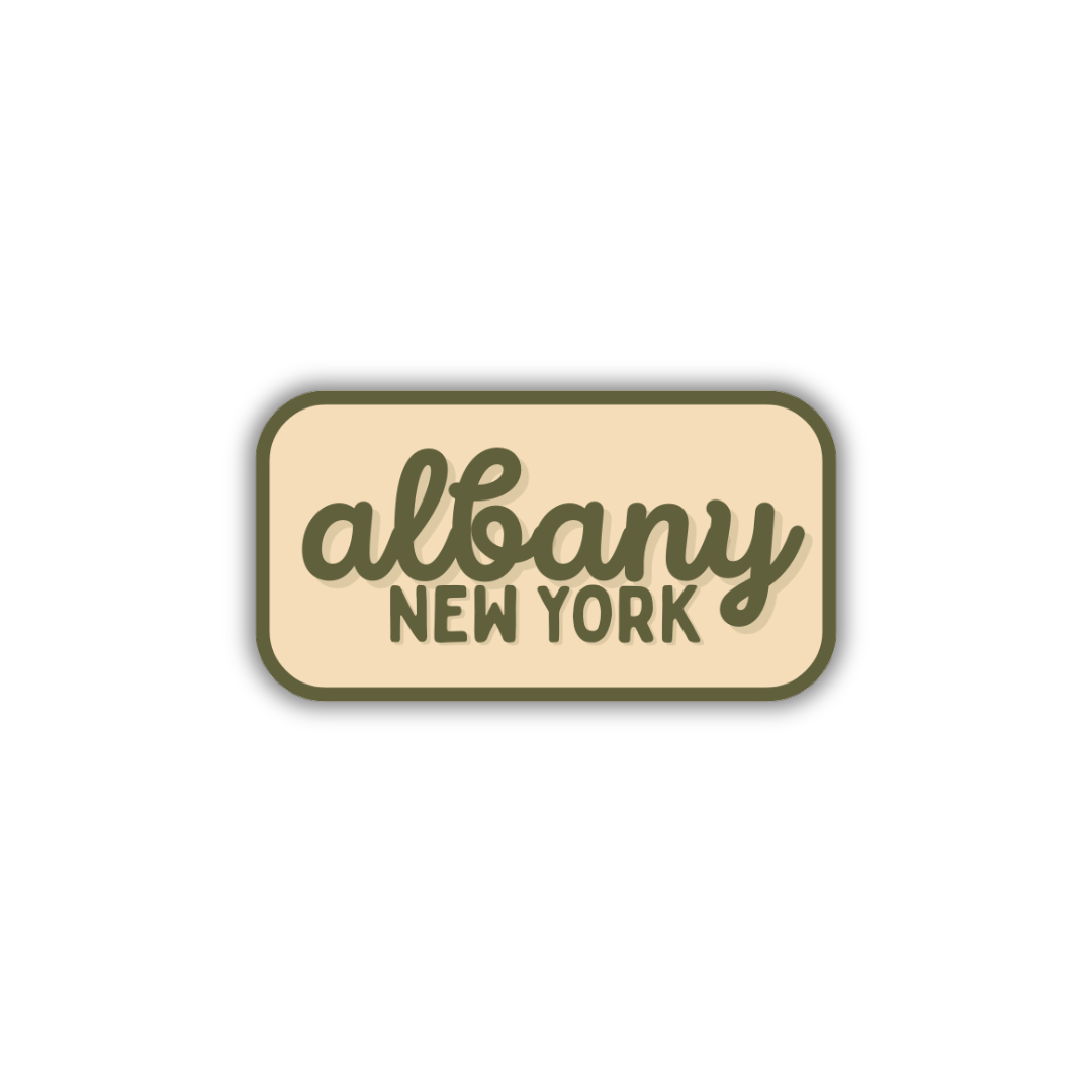 Albany, New York Retro Travel Sticker – Colorful Vinyl Decal for Laptop, Water Bottle & Luggage